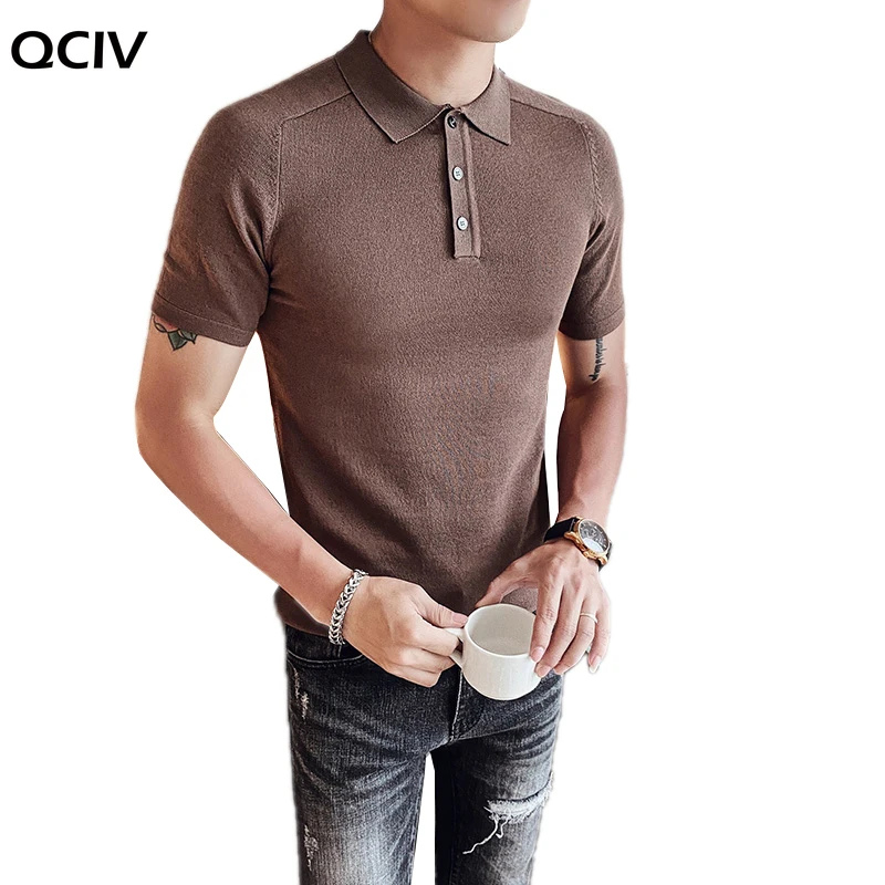

British Style Simple Summer Knitted Polo Shirt Men Short Sleeve Fashion Streetwear Slim Fit Mens Casual Polos Homme 3XL-M