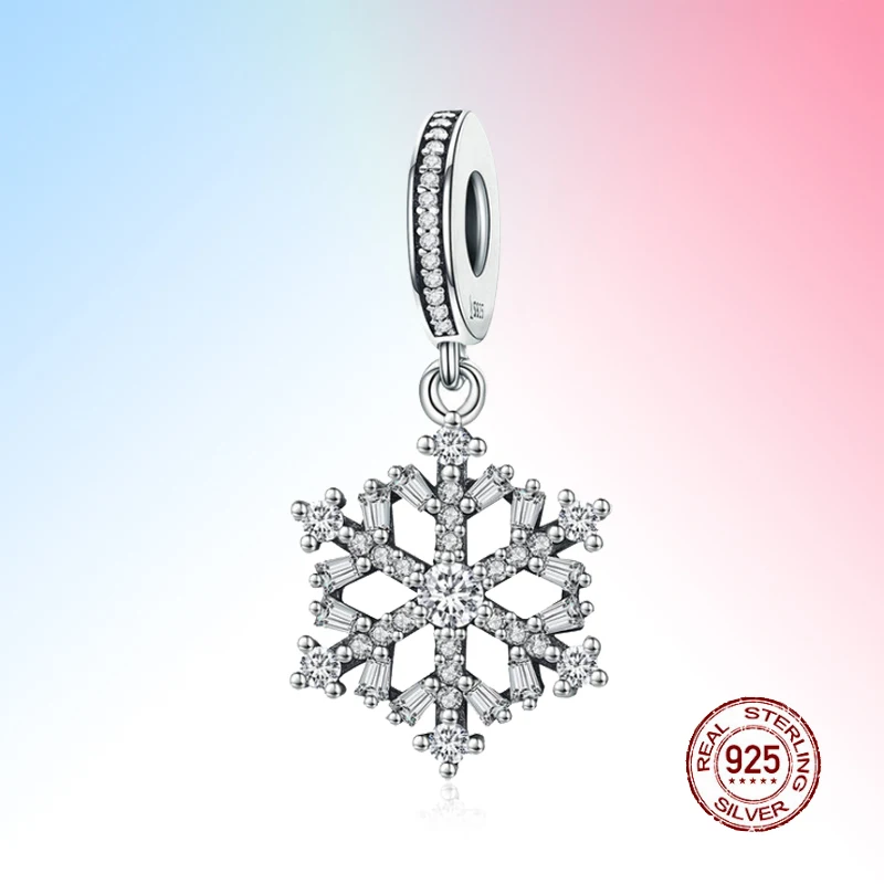 

Снежинка Подвески для женщин Bijoux (украшения своими руками) Высокое качество 925 стерлингового серебра, подходят к оригинальному браслету Под...