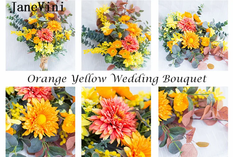 Свадебные букеты из искусственных цветов оранжево желтого цвета|Свадебные