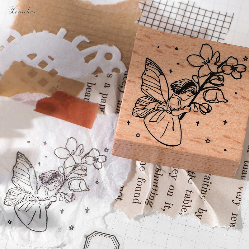 XINAHER Vintage Flower Fairy mushroom stamp DIY wooden rubber stamps for scrapbooking stationery standard | Дом и сад