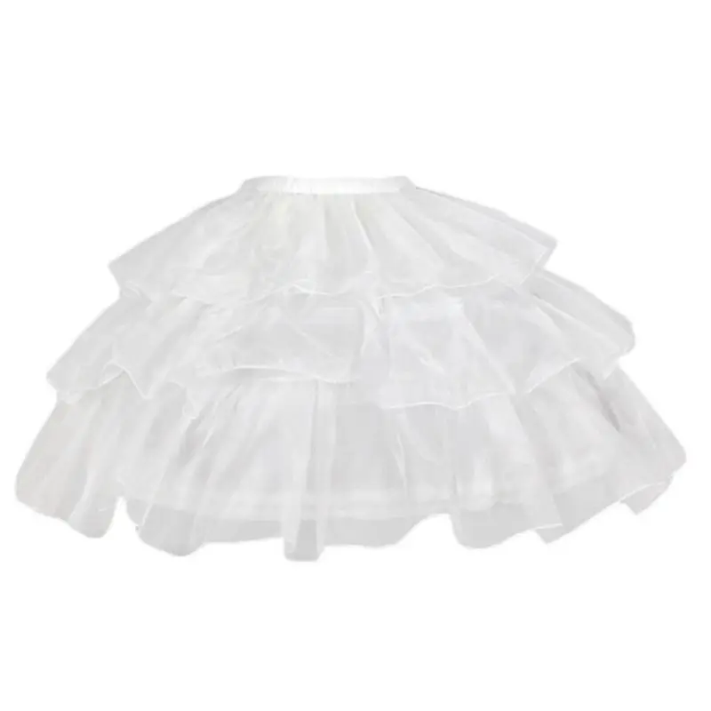 

Womens 3 Hoops Short Petticoat Skirt Lolita Tiered Ruffles Tulle Dress Crinoline Slip Adjustable Underskirt with Removable