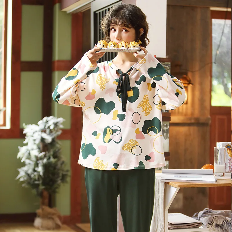 2021New Spring and Autumn Home Service Women Pajamas Long Sleeve Pajamas Sleep Tops Night Gown Sleepwear Pijamas Women