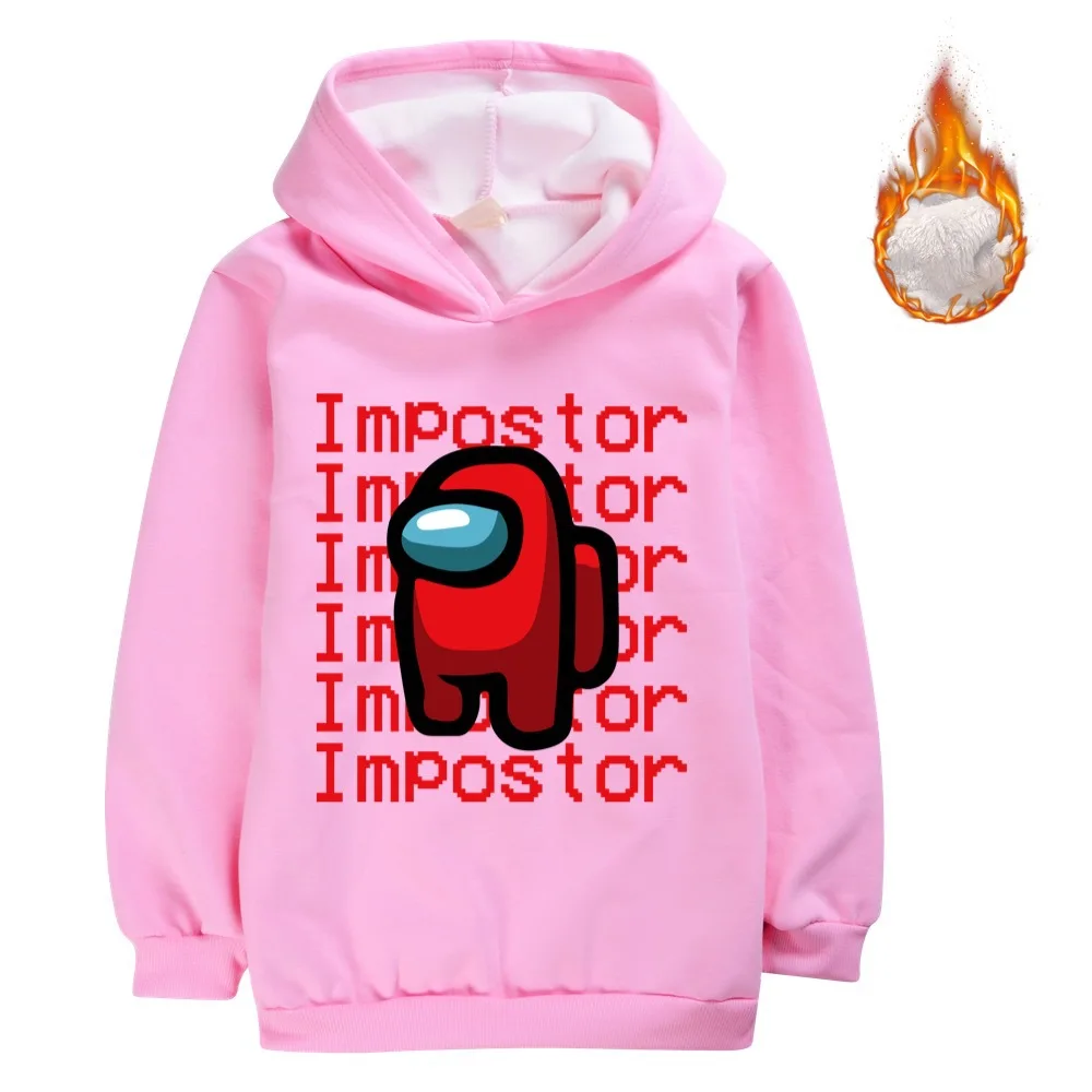 

Amongs Autumn Cartoon Hoodies Winter Children's Clothing Girls Thickened Hooded Sweater Baby Sweatshirt Teenage Kids Hoodies