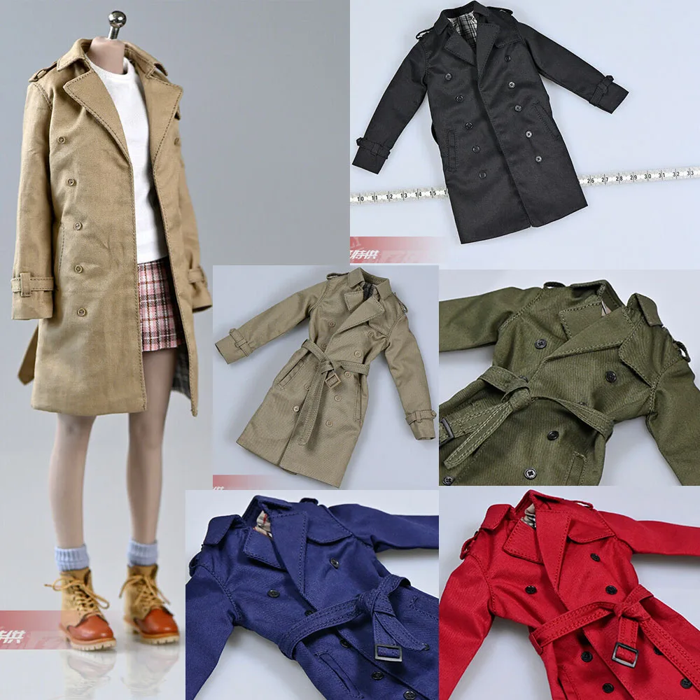 

1/6th Long Trench Coat Classic British Vintage Clothes Fit 12" Tbl Female Action Figrue Body Dolls