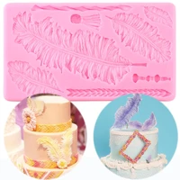 feather texture cake border silicone mold wedding cake decorating tools fondant chocolate moulds polymer clay candy mould