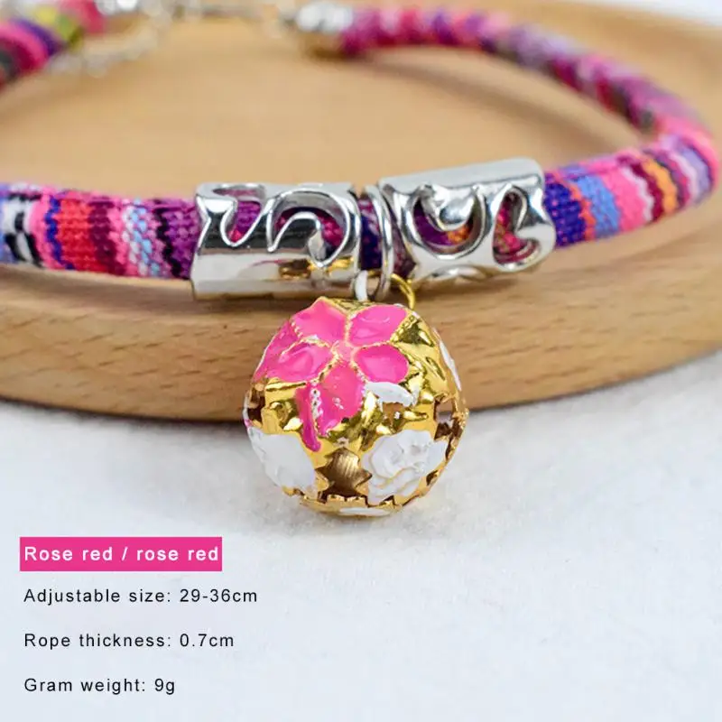 Универсальный тканевый ошейник с колокольчиком для домашних животных синий