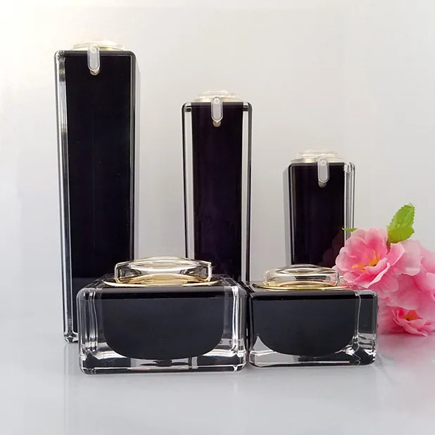 15 г Акриловая банка для крема золотой/черный/жемчужный белый квадратной формы