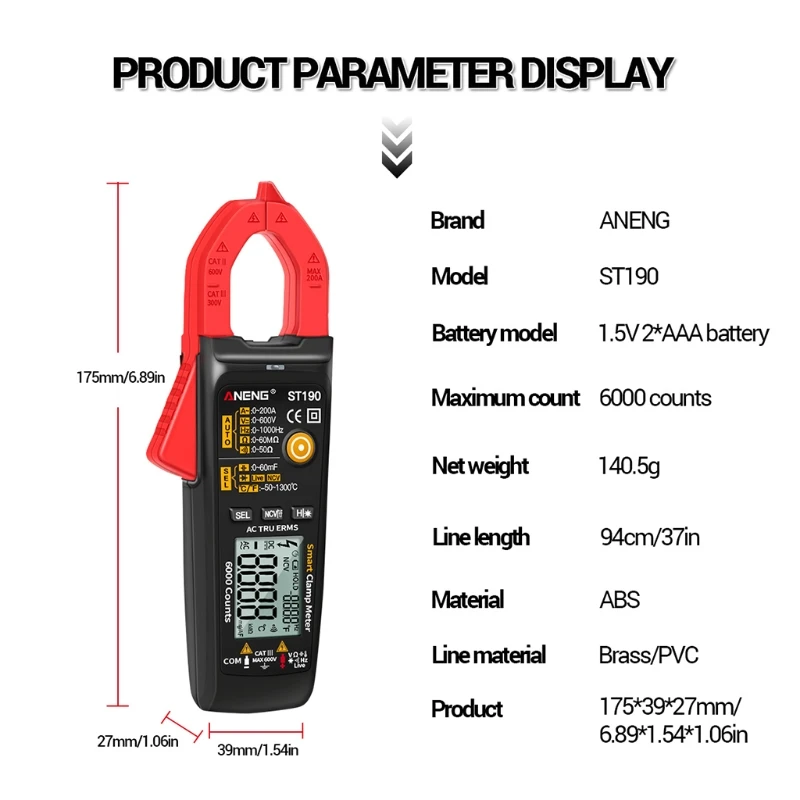 Цифровой мультиметр 19QB устройство для измерения индуктивности 6000 отсчетов цвет