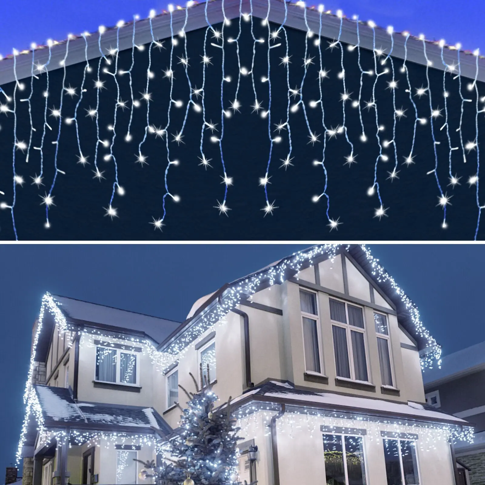 

Christmas Garland Curtain Lights Outdoor Waterproof Led String Lights Droop 0.5-0.7m Christmas Decoration for Eaves Garden Light