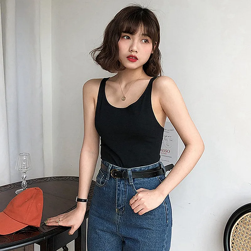 

Hot Sale Summer Women Sexy Sleeveless Tops Fashion Short Square Collar Tank Tops 3 Colors Tops for Women