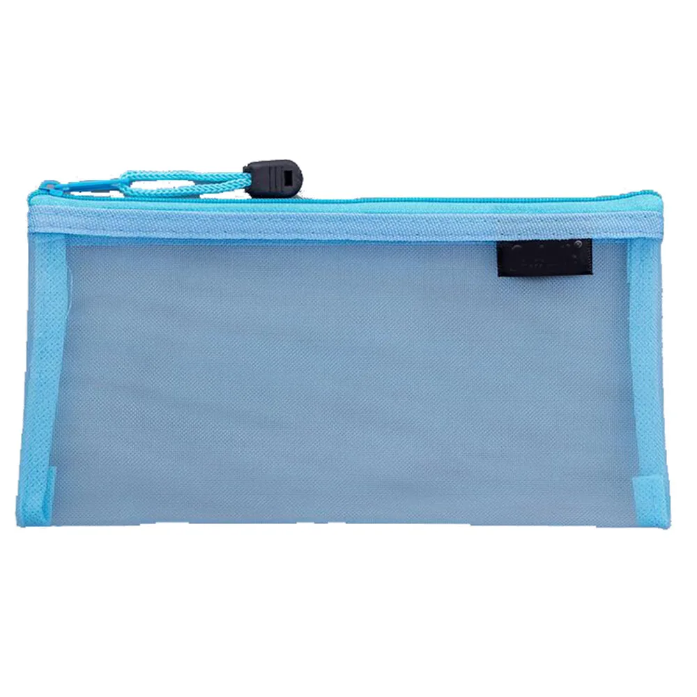 Light-Blue XRHYY 23.5 x 11.5 CM Waterproof Plastic Double Layer Zipper File Bags Invoice Pouches Bill Bag Pencil Pouch Pen Bag( 8 Color - Цвет: Light-Blue