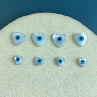 10pcslot white natural pearl shell heart evil eye beads bulk for diy charm jewelry making accessories wholesale