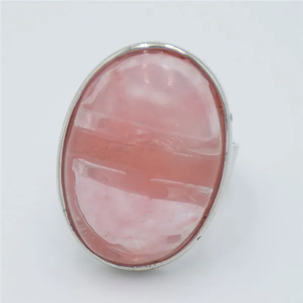 Watermelon Crystal Кольцо на палец с натуральным камнем рейки для мужчин и женщин, розовое овальное кольцо с кварцевым тигровым глазом, лазурит, черный обсидиан, вечерние ювелирные изделия - Цвет основного камня: Watermelon Crystal