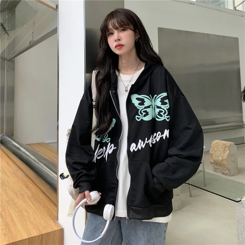 

Real Shot Autumn American Street Hooded Sweater Women's Thin