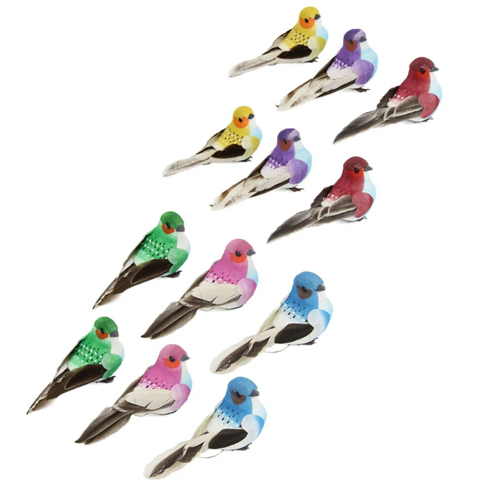 12 шт./компл. Искусственные Птицы пенные перья птица Рождественская елка Декор