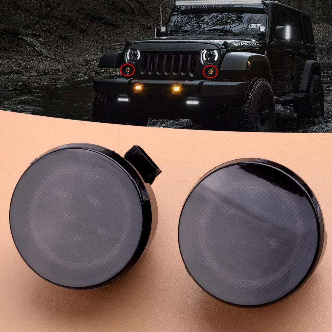 

2 шт. автомобильные гоночные решетки копченсветодиодный ные поворотники для Jeep Wrangler JK 2007 2008 2009 2010 2011 2012 2013 2014 2015 9-16 В