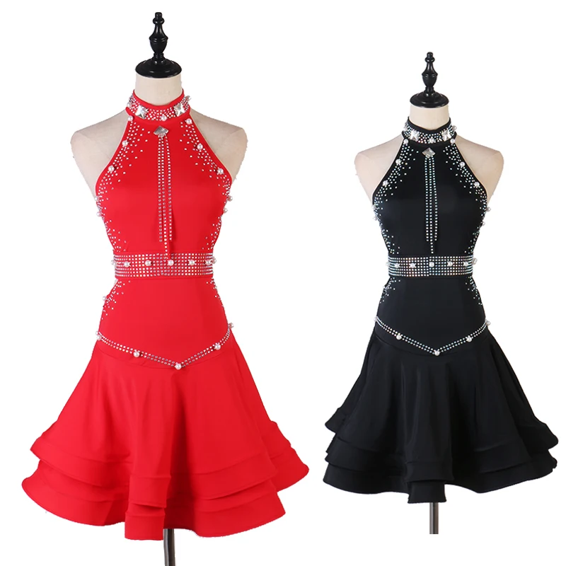 Платье для соревнований по латиноамериканским танцам платье с высоким горлом со