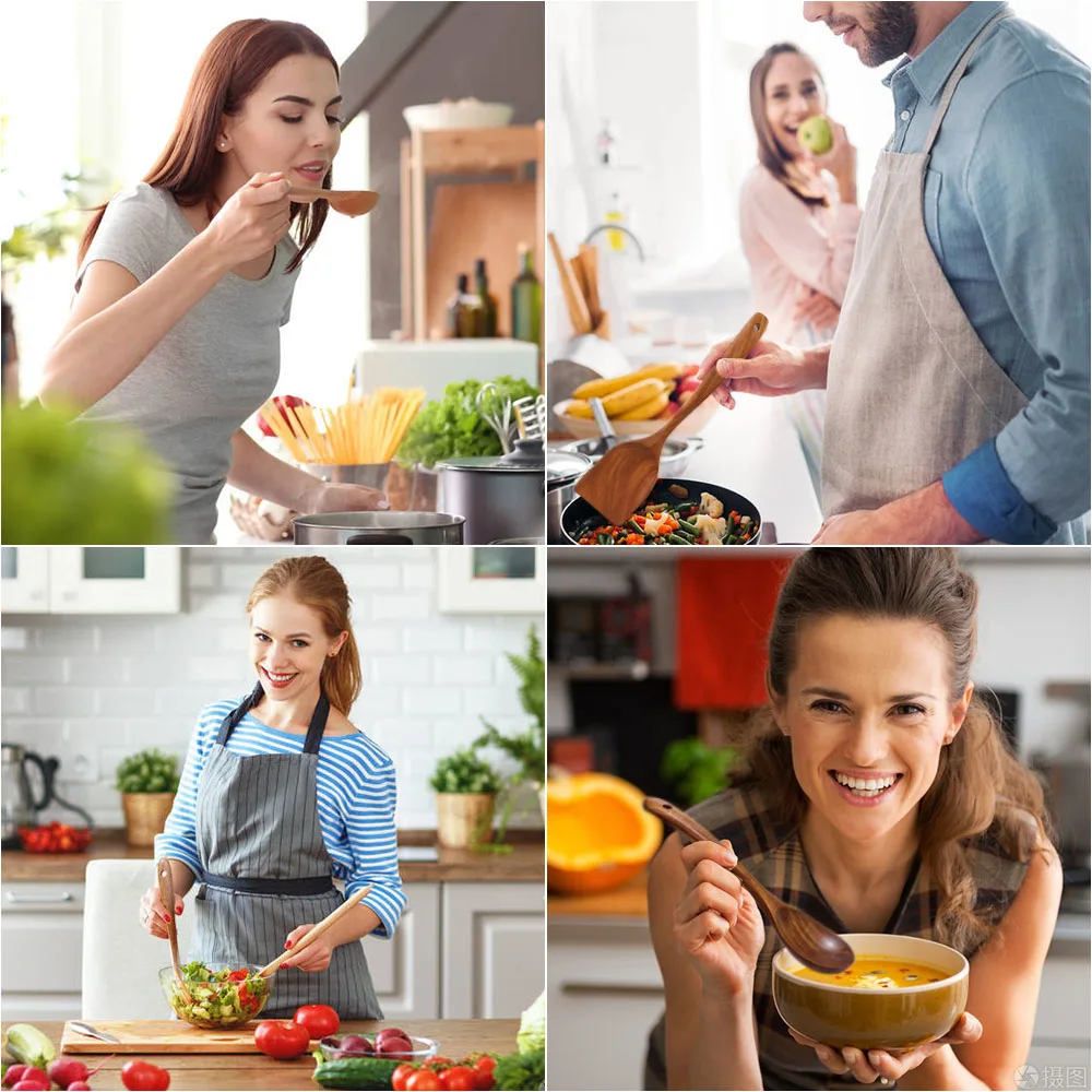 Набор деревянных кухонных принадлежностей GEEKHOM термостойкая кухонная утварь