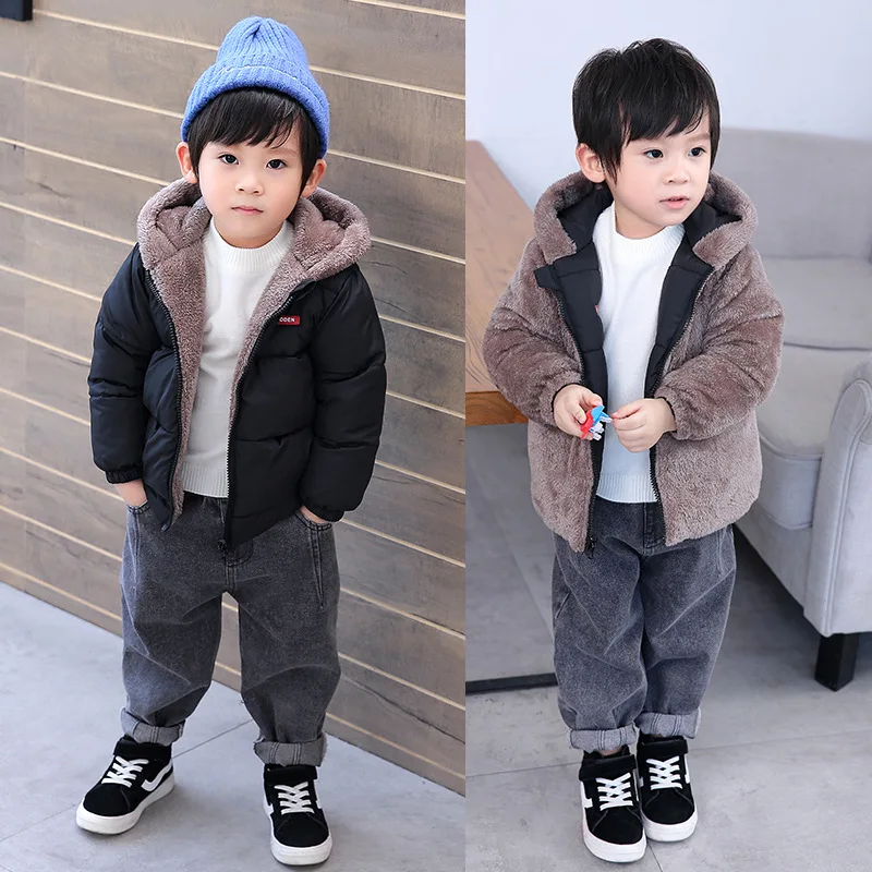 

Boys Baby's Kids Jackets Coats Outwear 2021 In Stock Thicken Warm Plus Velvet Winter Autumn Fleece Cotton Children's Clothing