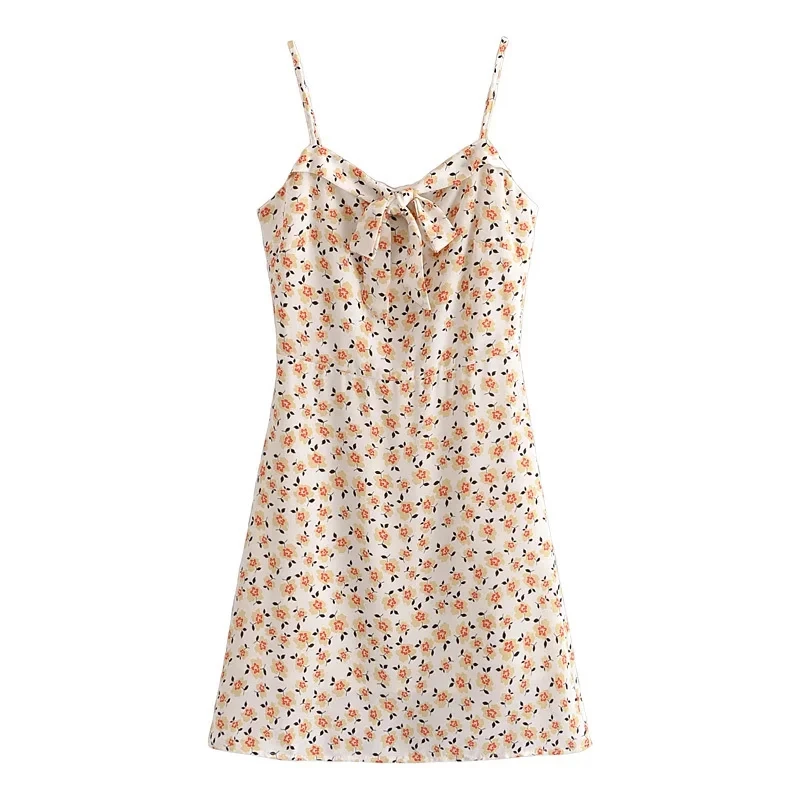 

2021 Summer Women Flower Sundresses mini Dresses Retro floral Adjustable Strap Vestidos sweet Party Back Elastic Sling Dress