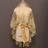 duvak ve kusak beautiful gold lace tulle wedding veil without comb short bridal veil wedding accessories
