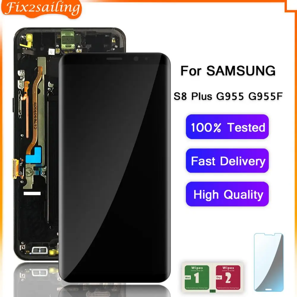 Для Samsung Galaxy S8 Plus G955 G955F 100% протестированный рабочий AMOLED ЖК дисплей сенсорный