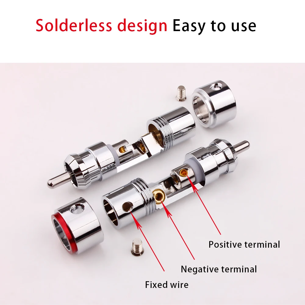 RCA Plug Connector HiFi Speaker Jack Carbon Fibre Tellurium Copper Rhodium Plated For HiFi Audio Amplifier DIY 4PCS/Lot