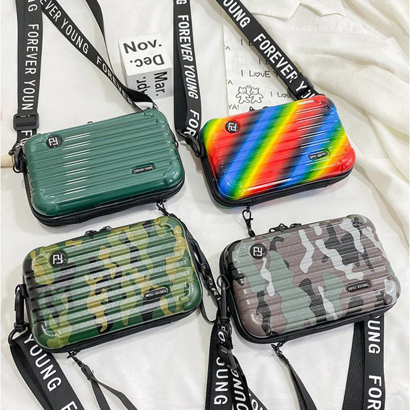 

New Luxury HandBags for Women Suitcase Shape Totes Fashion Personality Camouflage Luggage Women Famous Brand Clutch Mini Box Bag