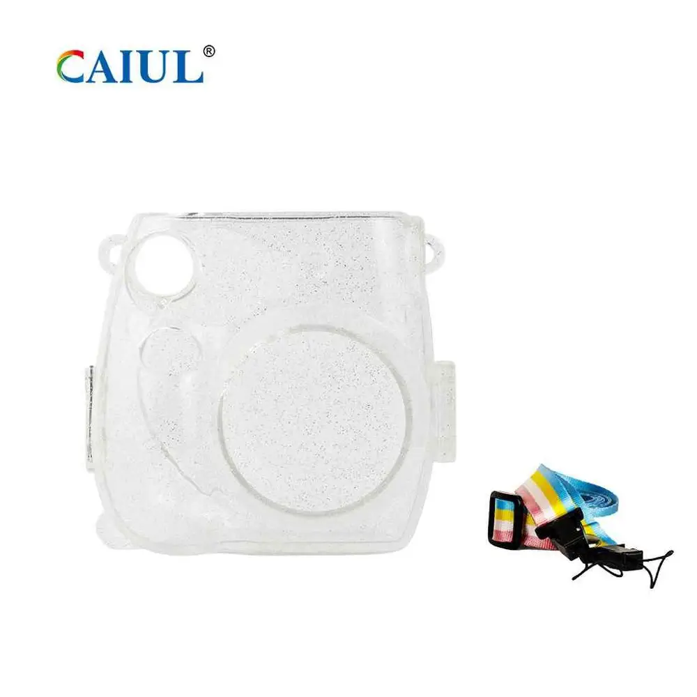 CAIUL мгновенная Камера сумка для Fujifilm Instax Mini7s/7c блестящая обложка прозрачный кристалл оболочки с красочным плечевым ремнем