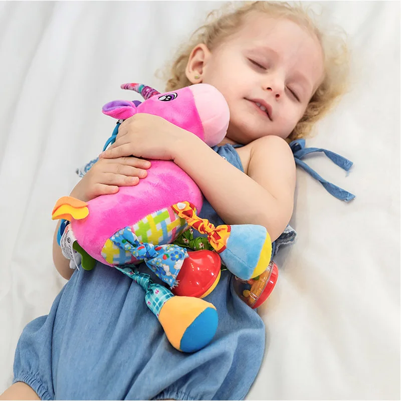 Подвесная погремушка для новорожденной коляски разноцветная Мягкая Плюшевая