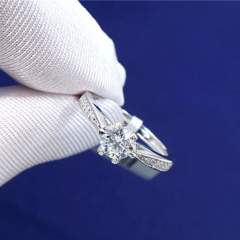 

Tianyu Gems 1 Carat Resize Silver Rings Women 5mm Moissanite Wedding Diamond Ring 18k Gold Plated Fine Jewelry Accessories Gifts