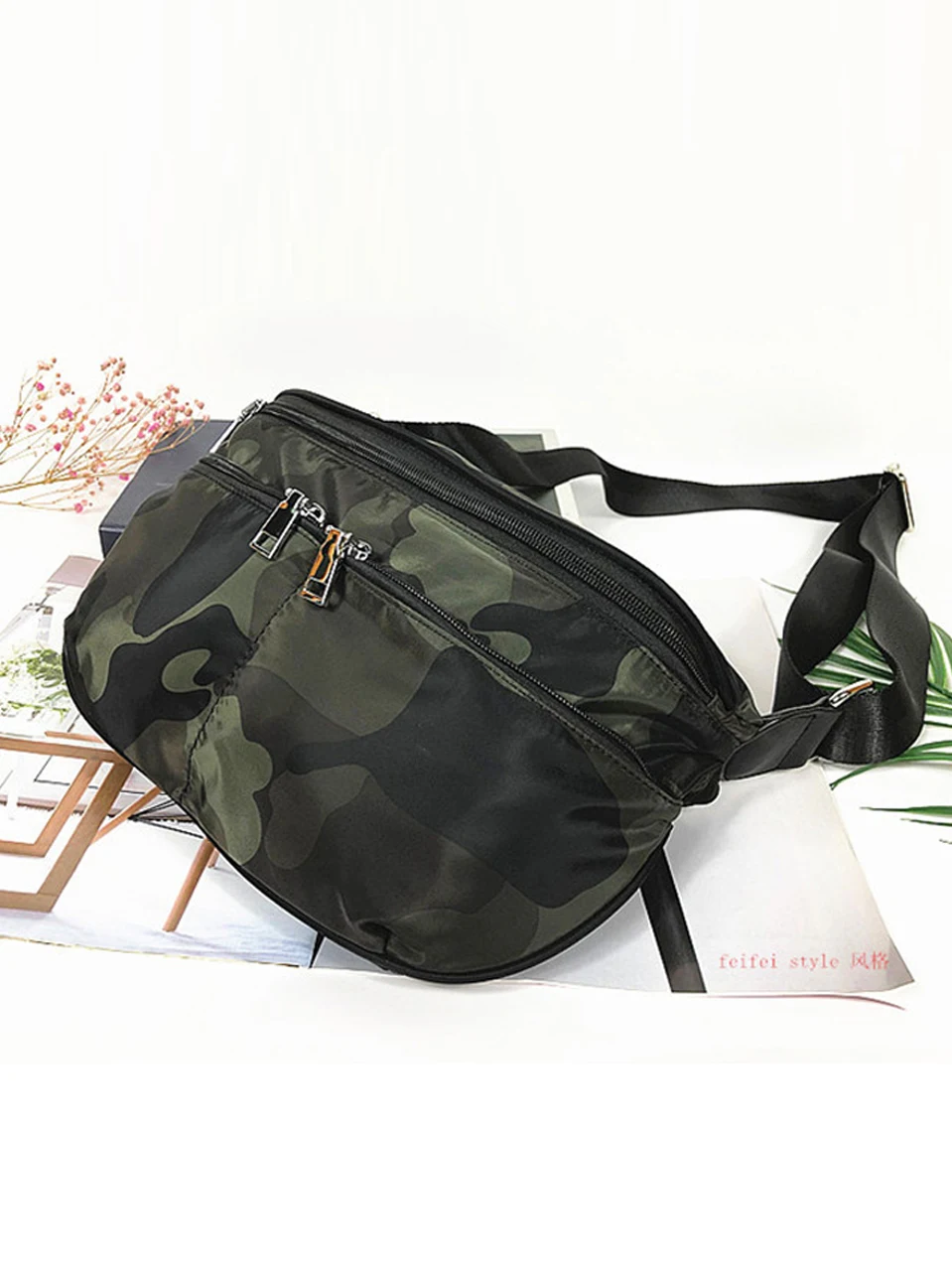 Черная камуфляжная Женская Повседневная сумка-мессенджер через плечо с