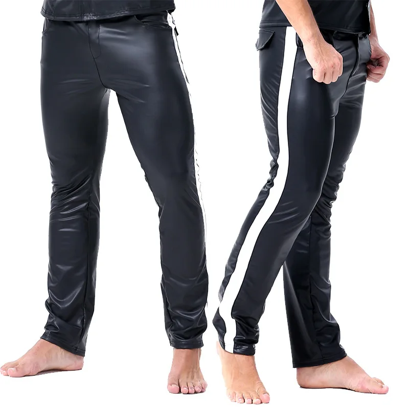 Faux Leather Pants Fitness Sports Joggers Motorcycle Tigs Latex Bodybuilding Trousers PVC Casual Clubwear Plus Size 2XL |