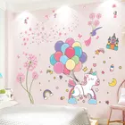 Наклейки на стену с изображением одуванчика, цветов, единорога, животных, воздушных шаров