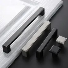 Black European Simple Cabinet Drawer Handle American Aluminum Alloy Hardware Furniture Accessories Hardware Handle