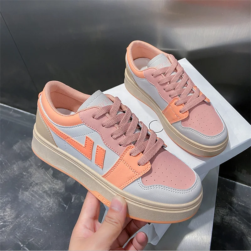 

Женские кроссовки из ПУ кожи, универсальные спортивные кроссовки, повседневная обувь в Корейском стиле, для осени, 2021