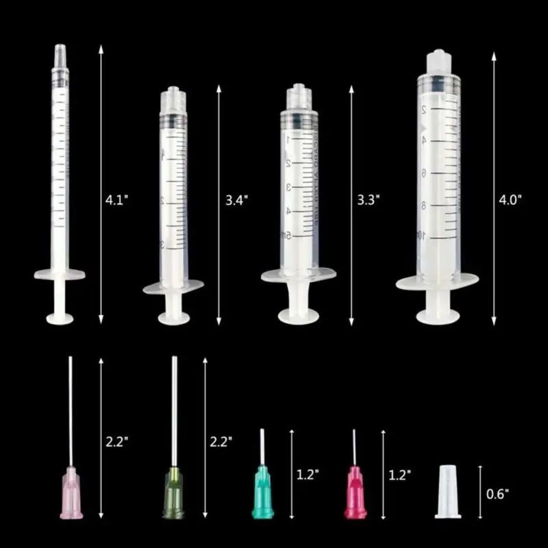 

20 Pcs Pack 1ml 3ml 5ml 10ml Disposable Syringes Blunt Tip Needle + Caps 14G 18G 20G 25G 20PCS