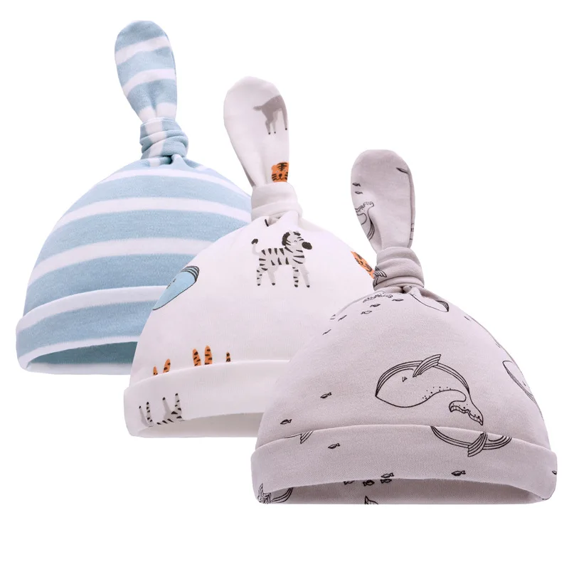 3 шт./лот детская Шапка-бини с мультяшным принтом для новорожденных девочек и