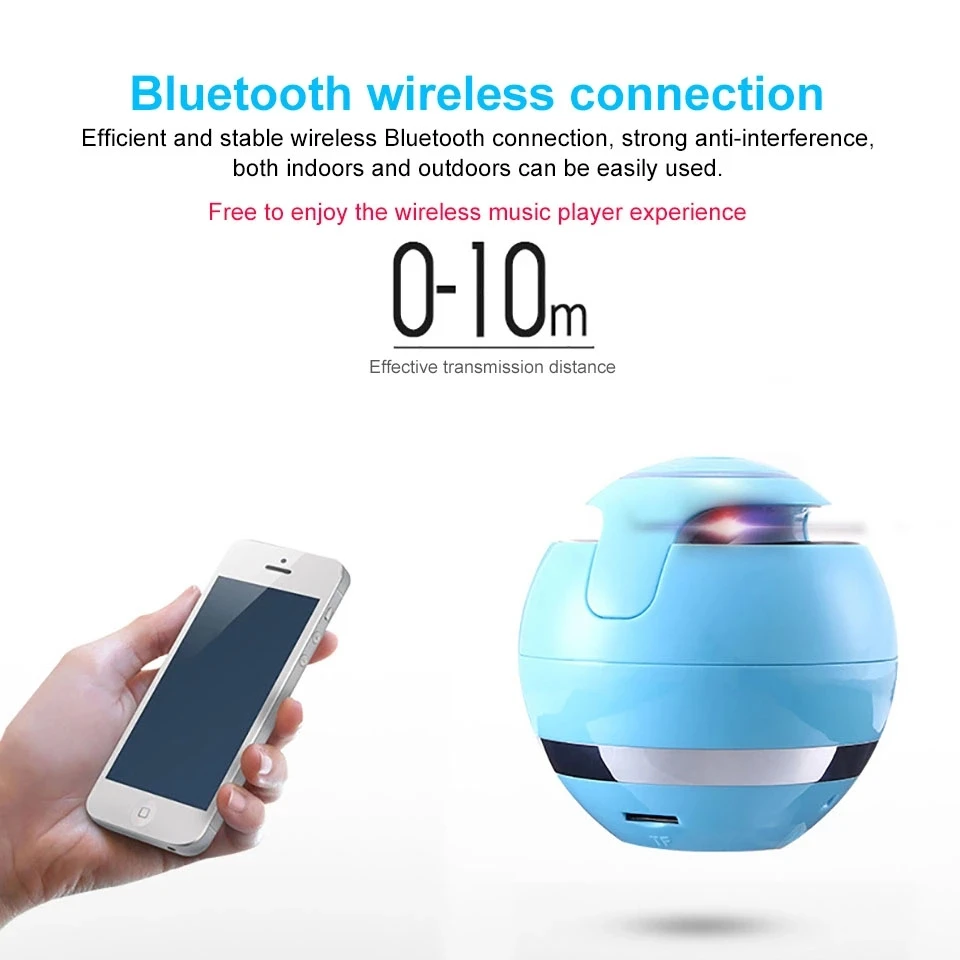 Колонка светодиодный мини беспроводной Bluetooth динамик TF USB портативные музыкальные динамики ручной Бесплатный звонок для iPhone 6 телефон ПК с микрофоном