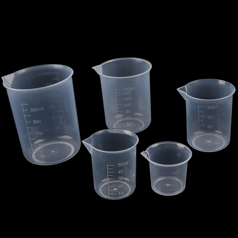 

250ml/150ml/100ml/50ml/25ml 2Pcs Transparent Kitchen Laboratory Plastic Volumetric Beaker Measuring Cup
