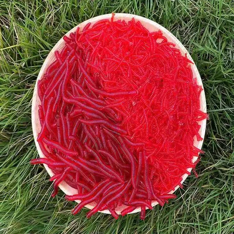 

AS 100pcs Earthworm Lifelike Fishy Smell Red Worms Soft Bait Simulation Carp Bass Fishing Lures Artificial Silicone Pesca