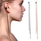 Пикантные женские длинные металлические цепочки из сплава с кисточками, зажимы для ушей, женские серьги ювелирные изделия