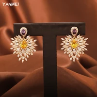 exaggerated love fashion popular earrings for women crystal hand inlaid banquet best selling jewelry luxury black earrings