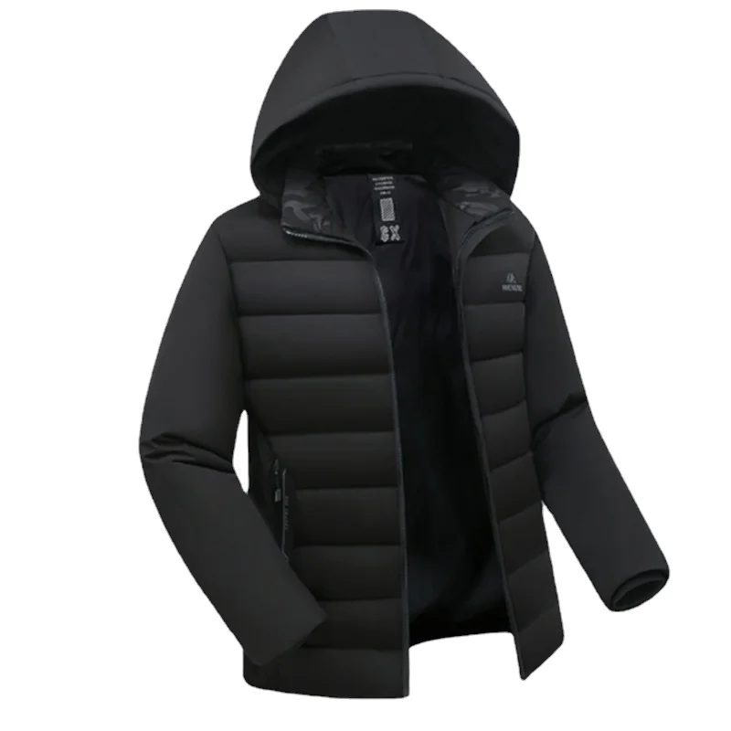 Brand  Cotton  Jacket Windproof Waterproof Men's Winter Jacket Business Casual Men's Coat Hat Detachable Cotton Long Sleeve Coat