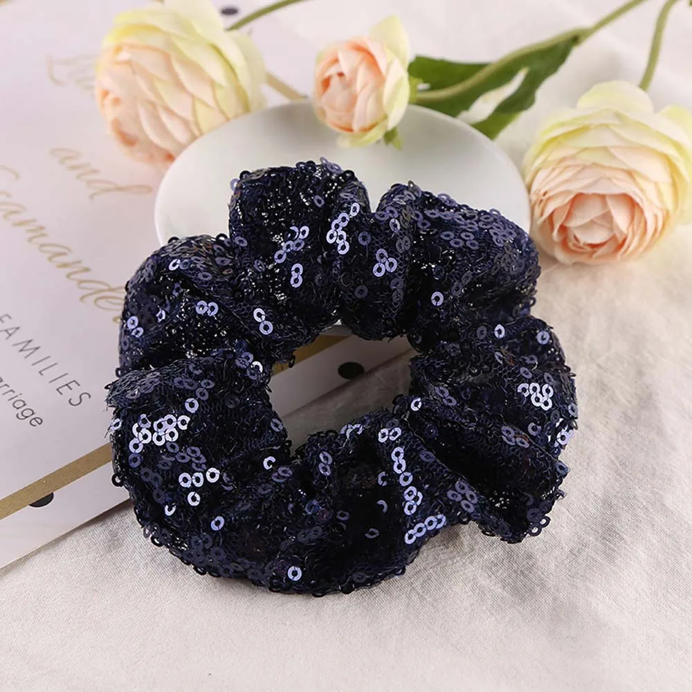 Женские резинки для волос с блестками розовые фиксации хвостиков аксессуары