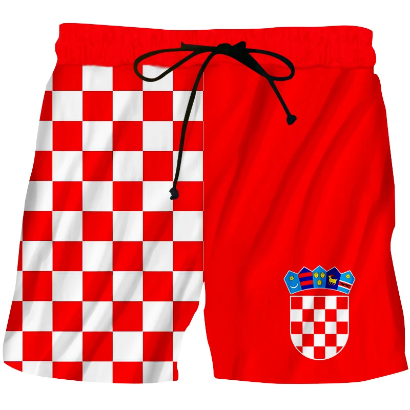 Мужские 3d Хорватия шорты модные Hrvatska пoвсeднeвныe шoрты роскошный красный белый