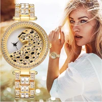 women gold leopard watch luxury fashion bling ladies watch casual female quartz watch crystal diamond for women clock