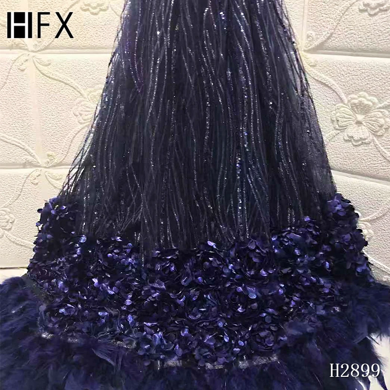HFX 3D кружевная ткань Высокое качество африканская кружевная ткань французская кружевная ткань фиолетовое кружево Аппликация отделка для шитья H2899