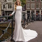 Женское свадебное платье It's yiiya, белое элегантное платье с круглым вырезом, длинными рукавами и кружевной аппликацией на заказ на лето 2021