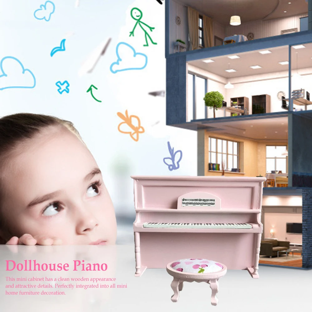 

Dollhouse Piano Traditional Attractive Mini Ornament Gift Decoration Dollhouse Miniature White Exquisite For Dollhouse Play Toy